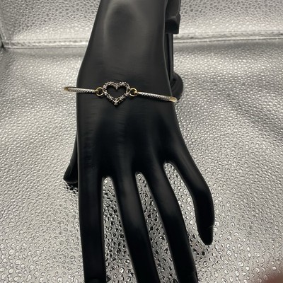 Ross Simons Sterlingsilber, Diamanten, vergoldeter Saphir Herz Armband 7,5''