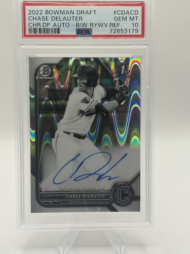 Chase DeLauter [Black & White RayWave] #CDA-CD 2022 Bowman Draft Chrome Autographs card