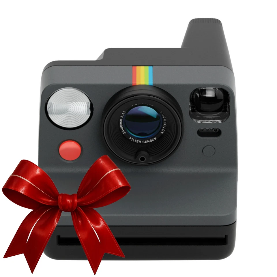 Cámara instantánea analógica Polaroid Now Generation 3 negra con montaje de trípode incorporado