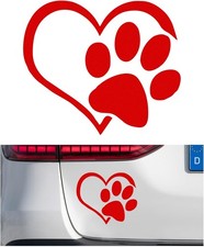 Paw Print Window Sticker Decal, Red Heart Automotive Decor for Car Color: Red