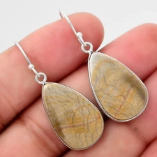 Natural Polygram Jasper 925 Sterling Silver Earrings Jewelry E-1001