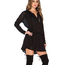 UEC FREE PEOPLE BLACK NOMAD PEASANT MINI DRESS SZ S