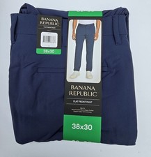 Banana Republic Flat Front Pant Men's Slim Fit Stretch Wicking Pants Blue 38x30