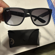 Ray-Ban Men  s Rectangular Sunglasses Black Plastic Frame Gray Gradient w/ Case