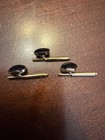 Vintage unbranded Black onyx shirt tuxedo button studs gold tone set of 3 — photo 3