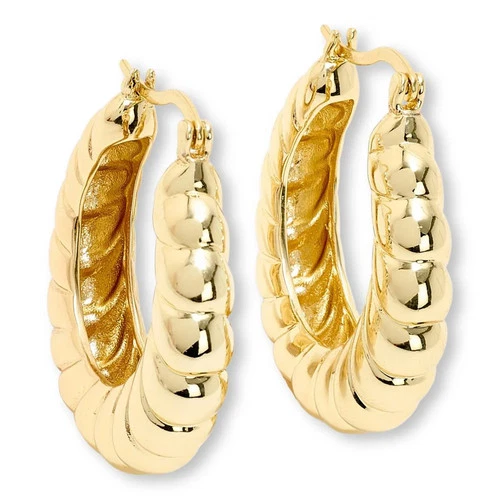Bellezza Bronze Ridged Hoop Earrings - product listing photo