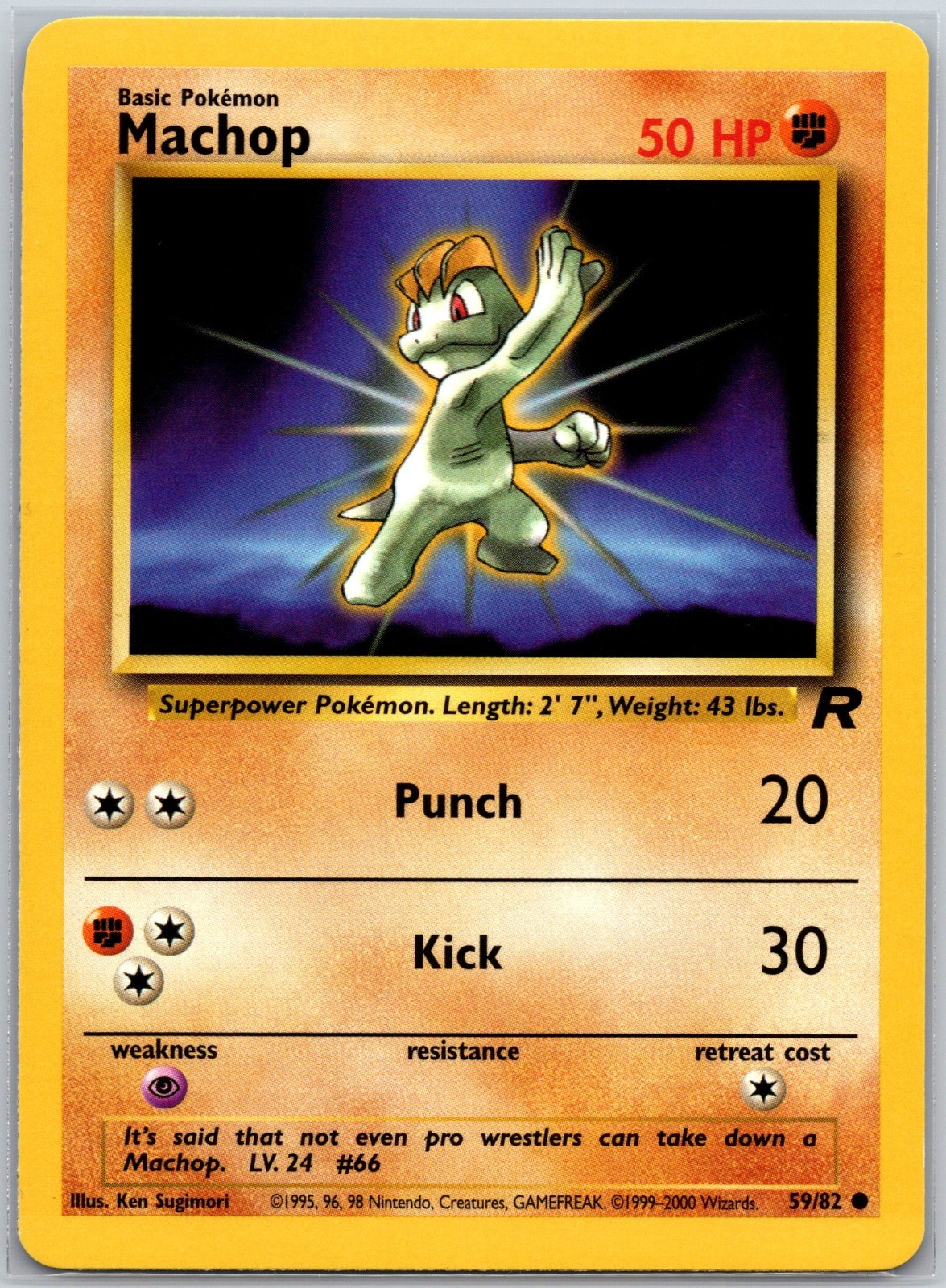 Machop 59/82 Unlimited Team Rocket LP Pokémon TCG 2000 WOTC