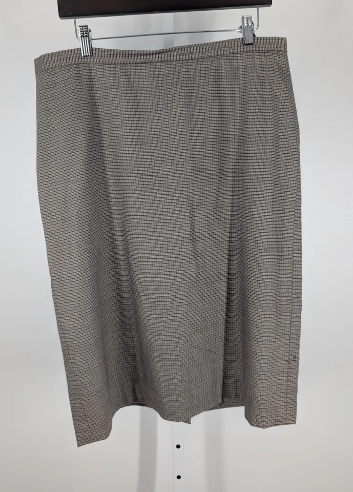 Barney's New York 复古 90 年代格子中性色羊绒羊毛 2 件套裙套装 — 第 4/4 张图片