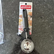 4 Ounce Ice Cream Scoop with Trigger, Portion Cookie Scoop, Silver Black