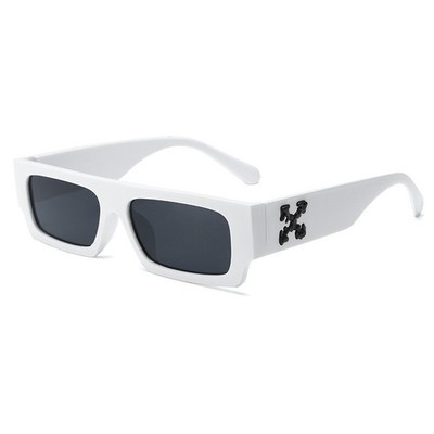 Women's Hip-hop Square Sunglasses Men Hole Design White Sun Glasses Blue Ladies