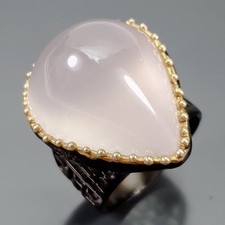 Jewelry 35 ct Natural Rose Quartz Ring 925 Sterling Silver Size 8.5 /B-R4126