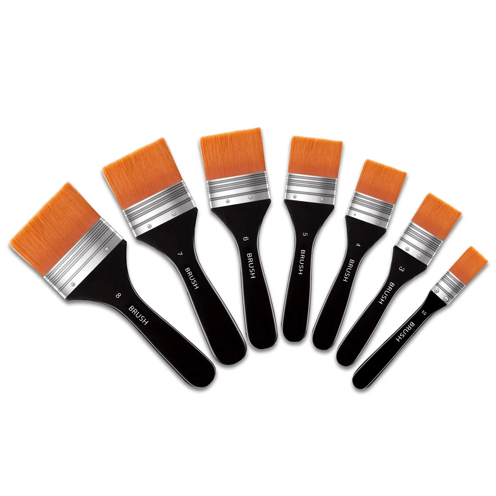 Set of 7 Artist Wide Flat Paint Brushes Set Assorted Size Nylon Chip Brushes ... - Picture 1 of 7
