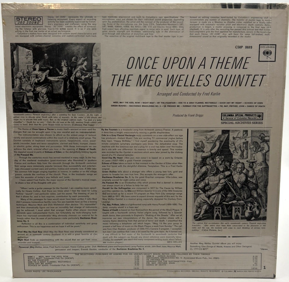New / Sealed THE MEG WELLES QUINTET "Once Upon A Theme" LP 1962 Foto 2 de 2