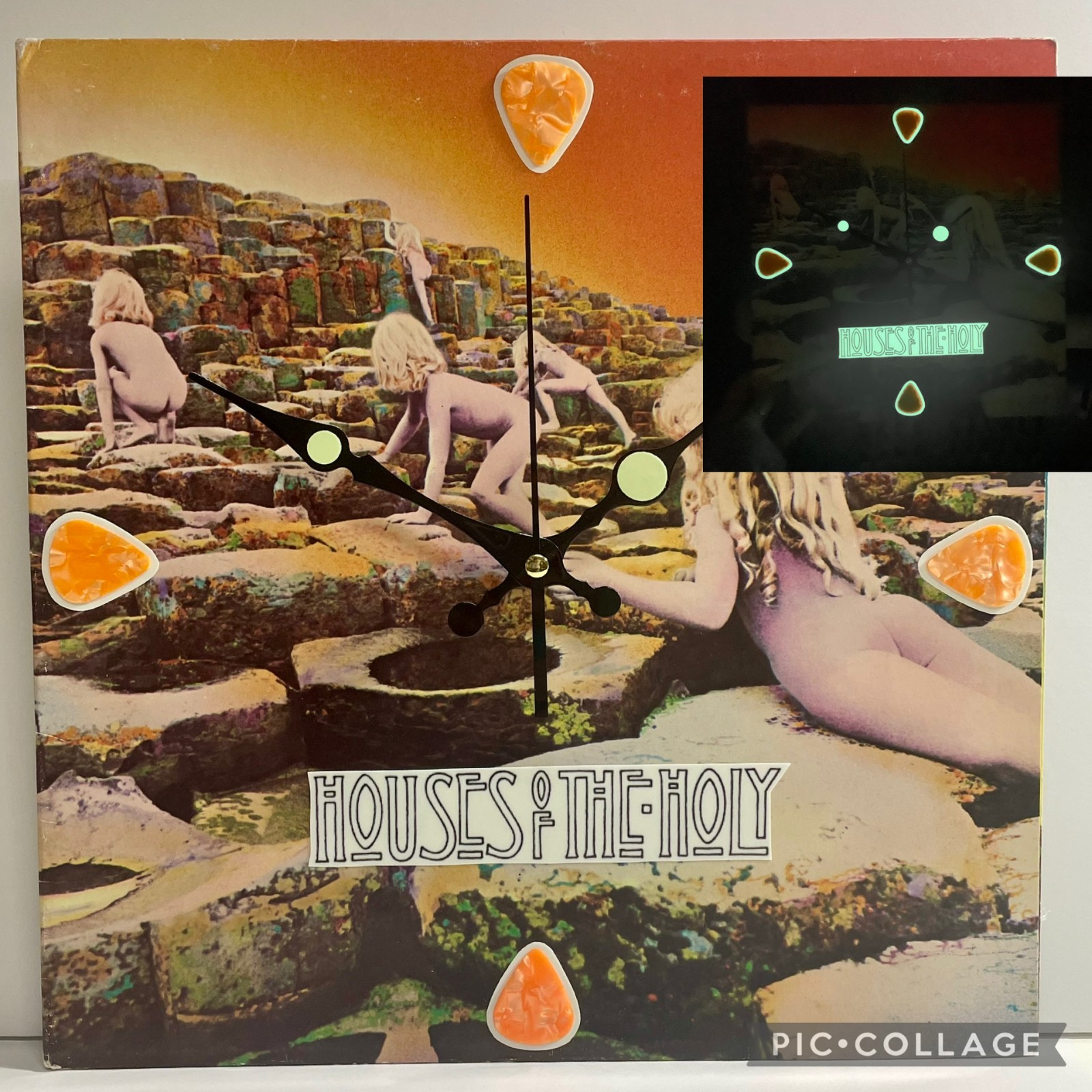 Led Zeppelin Houses of the Holy (1973) Handmade Record Album Wall Glow Clock