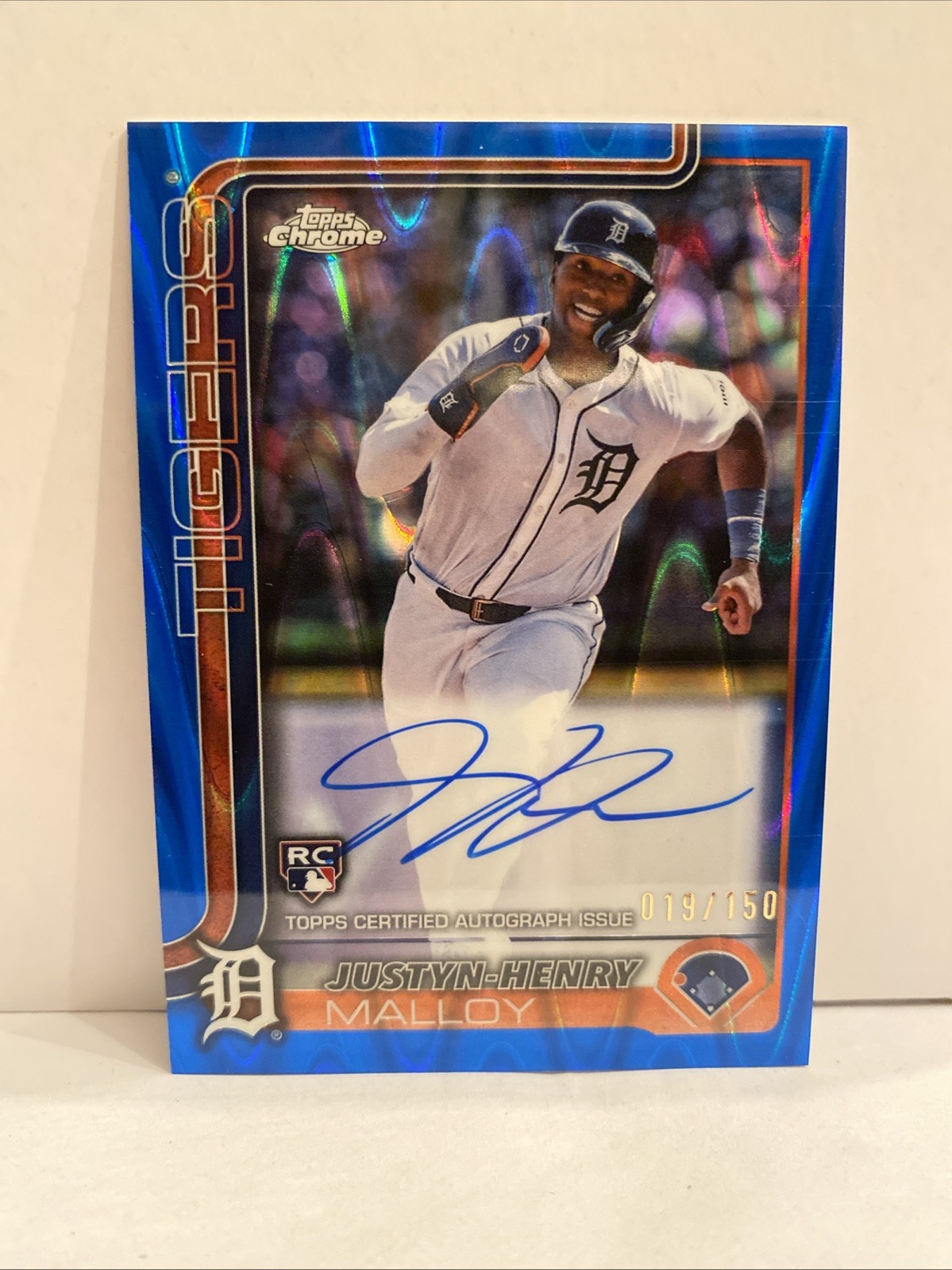 2025 Topps Chrome X Blue Lava Rookie Auto/150  Justyn Henry Malloy Tiger # RA-JM