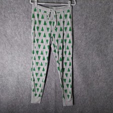 Hanna Andersson Pajama Pants Women M Gray Christmas Trees Print Organic Cotton