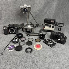 Lot of Film Cameras Lenses Filters For Parts Only Canon Nikon Fujica Polaroid 