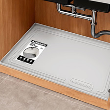 Waterproof Silicone Under Sink Mat 22" x 19" with Raised Edge, Light Gray