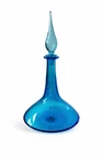 vintage Blenko hand-blown glass decanter in a rich aqua / turquoise blue