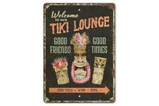 Welcome to the Tiki Lounge Bar Tin Metal Signs Home D cor Wall Art 8x12