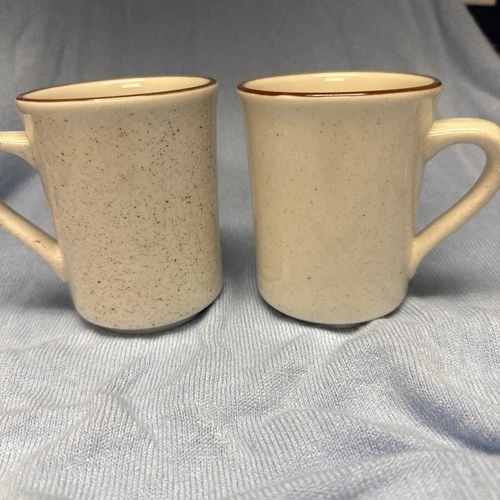 Syracuse China Restaurant Ware Brown Speckled Coffee Mug Cups 9-A, 2 Piece