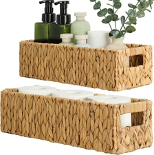 Nesting Small Wicker Basket, Water Hyacinth Toilet Paper Baskets Bathroom Organi