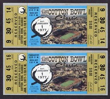 Pair of 1977 Cotton Bowl Full Tickets Maryland vs. Houston
