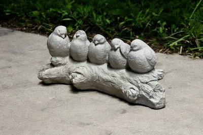 Concrete Birds on Branch Statue 14'' Garden Decor Outdoor Yard Sculpture Cute