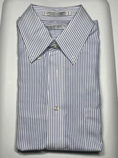 Forsyth of Canada LS Button Down Wrinkle Free Cotton Blue Stripe Shirt 16- 34/35