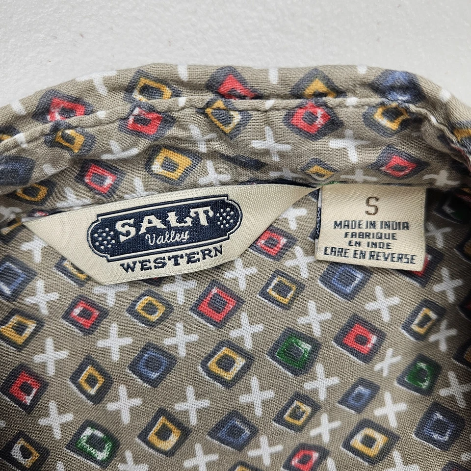 Salt Valley Shirt Pearl Snap Western Mens Small Short Sleeve Abstract Rodeo - Image 3 of 4