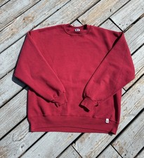 Vintage Russell Athletic Blank Crewneck Sweatshirt 90s Pullover Large Maroon Red