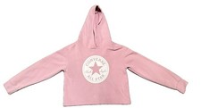 Converse Girls' Chuck Patch Pullover Pink Hoodie Summer Crop Top Size Medium