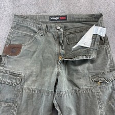 Wrangler Pants Men 34x32 Green Carpenter Riggs Ripstop Workwear Faded