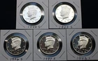 SET OF 5 KENNEDY 90% SILVER HALF DOLLARS 1995, 1996, 1997, 1998  (Ref# KHD-6568)