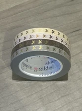 NEW Simply Gilded Brown & Gray w/ Vertical Bows 5 mm washi tape set of 4 rolls