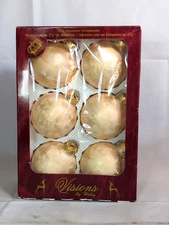 6 VINTAGE VISIONS BY HOLLY GLASS Tan CHRISTMAS ORNAMENTS 2 5/8" 32A
