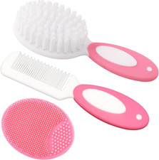 Baby Hair Brush, Cradle Cap Remedy Tool, Baby Hair Comb Set, Pink Baby Hair