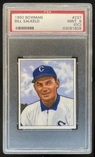 1950 Bowman Bill Salkeld #237 White Sox PSA 9 MINT OC LOW POP 1 HIGHER
