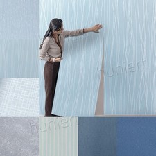 Mix Blue Plain Stripe Textured Embossed Non-Woven Paste the Wall Wallpaper Rolls
