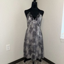 Eliza J Y2K Dress Women's 8 Black Gray Polka Dot 100% Silk Halter Neck Sundress