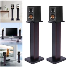 28" Speaker Stand Bookshelf MDF Surround Sound Black Walnut Rack Home Theater US