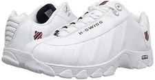 Men K-Swiss Leather Training Sneaker Shoe 03426-130-M White/Navy/Red Brand New
