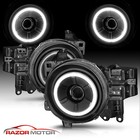 [LED Halo]For 2007-2014 Toyota FJ Cruiser Black LED Headlights Pair