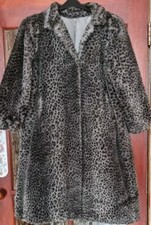 Vintage 1980s Animal Print Faux Fur Women's Coat By Astraka London Uk12