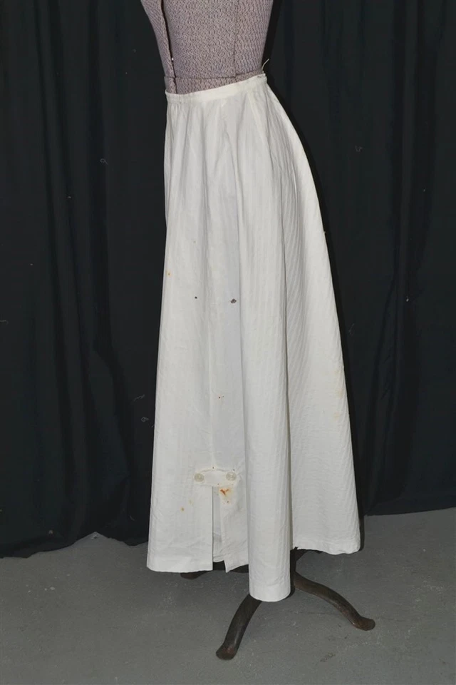 falda antigua blanca algodón eduardiana/victoriana cintura 22 bullicio original 1890 Foto 3 de 4