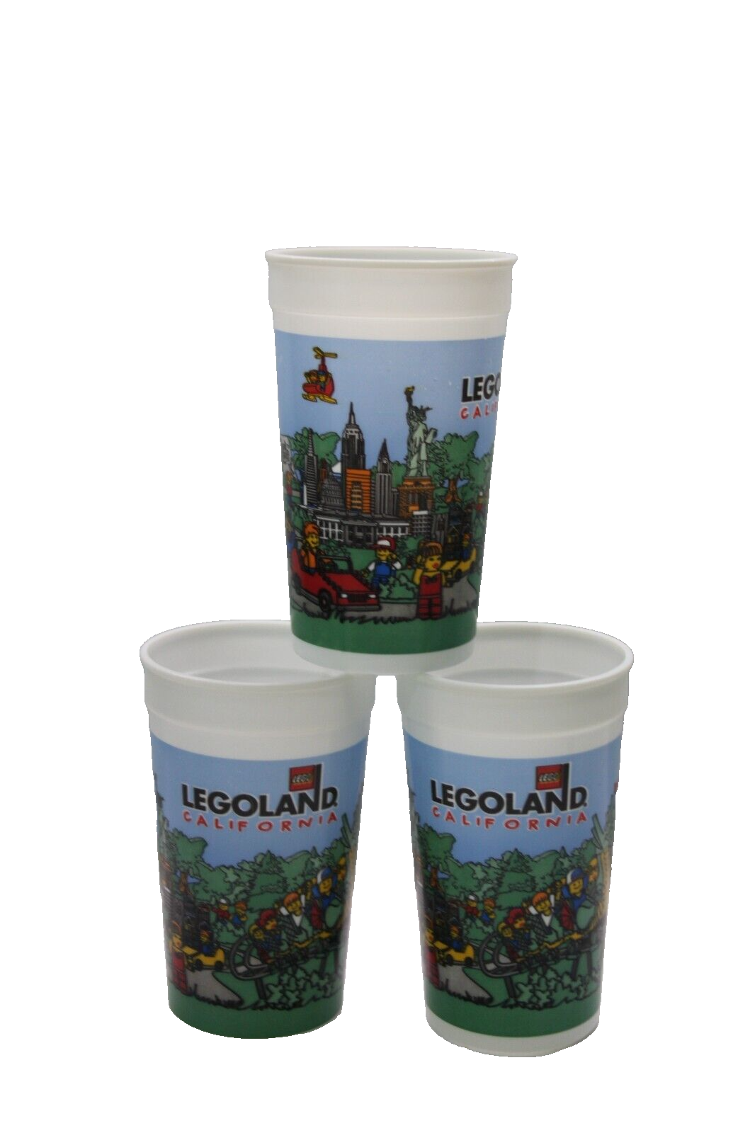 Legoland California Resort Souvenir Small Plastic Kids Cup Lot of 3