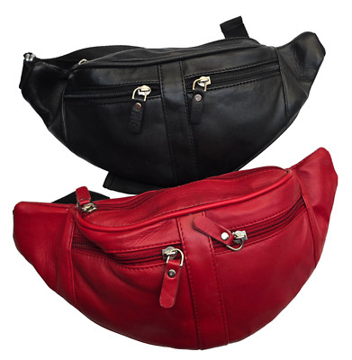 Unisex Premium Qualität Echt Weich Leder Bauchtasche Hüfttasche Bauchtasche Multi Pocket