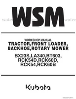Kubota BX23S LA340 BT603 RCK54D RCK60D RCK54 RCK60B Service Workshop Manual