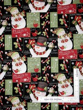 Christmas Susan Winget Snowman Snow Patch Cotton Fabric CP54707 By The Yard