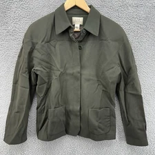 VTG Field Manor Womens 12 Button Up Wool Jacket Lined Shacket Green Made In USA